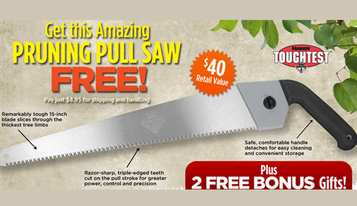 saveology daily deal - FREE Quick-Cut Pruning Pull Saw with 2 FREE Quick-Cut Saw Bag & Pruning Guide